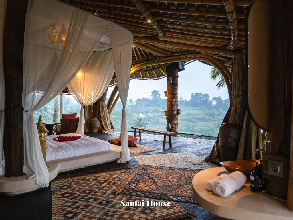 Romantic bamboo houses in Bali
