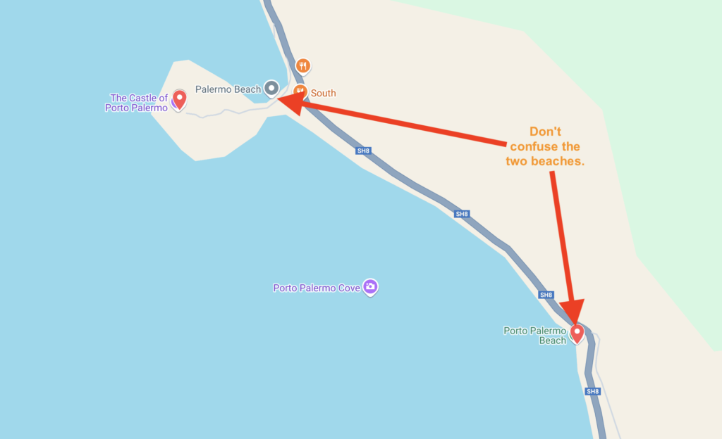 Porto Palermo Beach Map